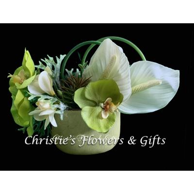 White Antherium and Orchid Silk