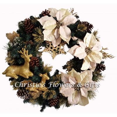 Golden Reindeer Wreath