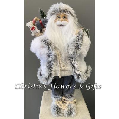 Cozy Gray Fur Santa 