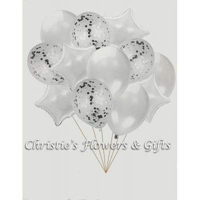 Silver Extra Large Balloon Bouquet With Flowers