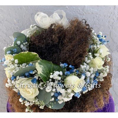 Blue and White Spray Rose Crown 