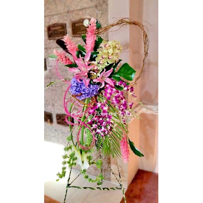 Pink Ginger Tropical Floral Easel 