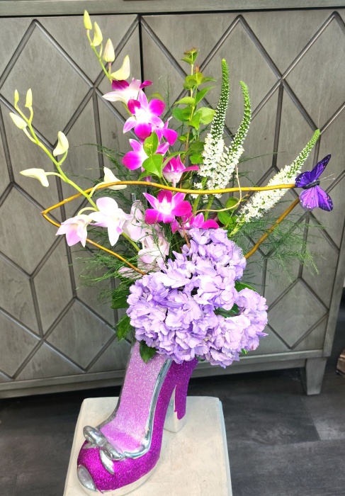 Purple Pump with Butterfly