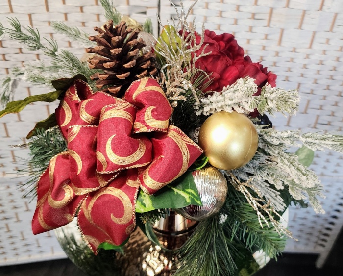Peony Pine Silk Dipped in Christmas Gold